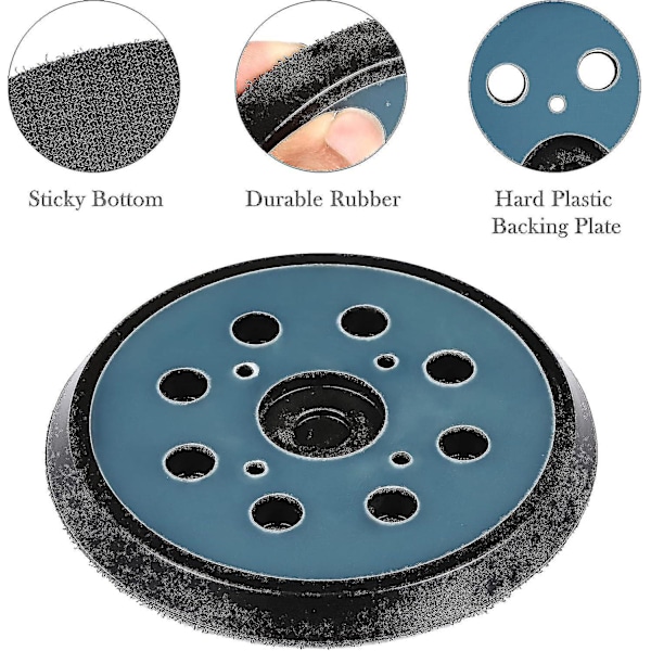 2 stk. 125 mm 8-hullers velcro slibepude erstatningsslibepude (blå)