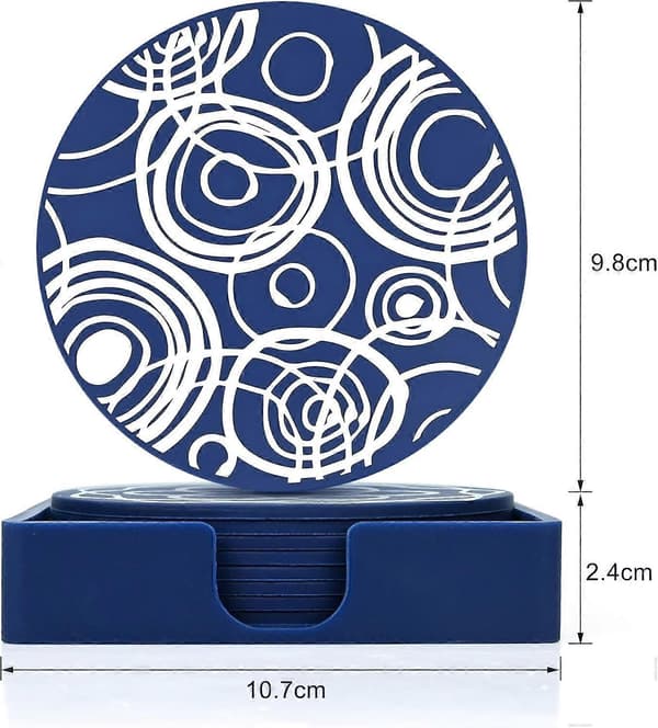Coasters Set of 8, Black Round Silicone Rubber Cup Coasters Non-Slip Mug Mat Decorative Cup Coasters without box
