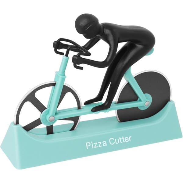 Pizzakutter i sykkelform, pizzakutter, rustfrie non-stick hjul, himmelblå