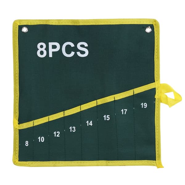 1 pc Durable Canvas Wrench Tool Roll Up Storage Bag Green 8 Pockets
