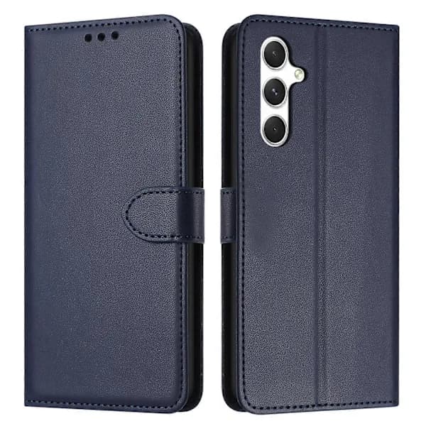 Til Samsung Galaxy A17 5G Etui Stativ Lommebok Lær Telefondeksel med Stropp Blå
