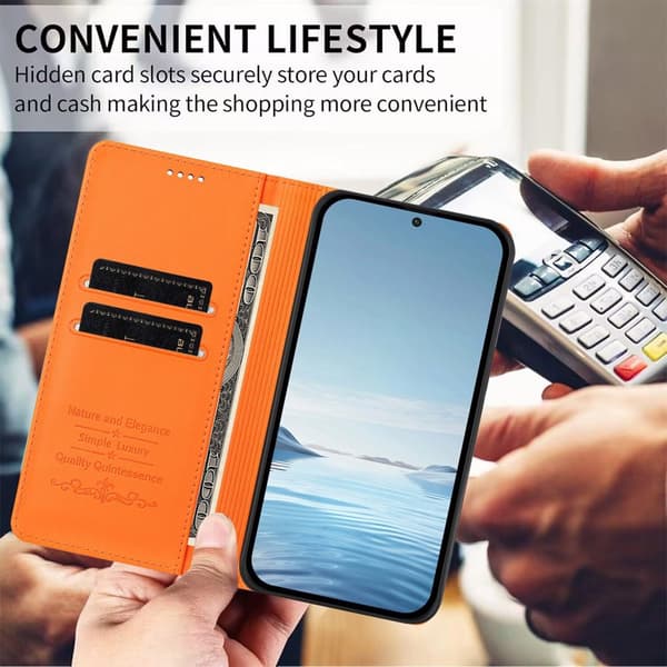 Plånboksfodral till Samsung Galaxy S26 Plus Konstläder RFID - Orange