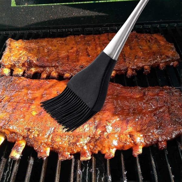 2-pakke silikon BBQ-børste, rustfri børste med silikonbust, 30 cm (11,8 \")