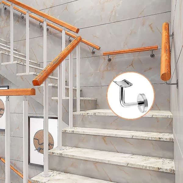 2-pack Polerade Handledarfästen i Rostfritt Stål för Väggmontering, Handledare för Innervägg