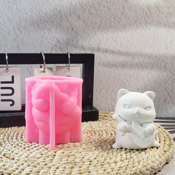 Dyrelysforme Håndlavede Epoxyharpiksforme 3D Guitar Katte Silikoneform