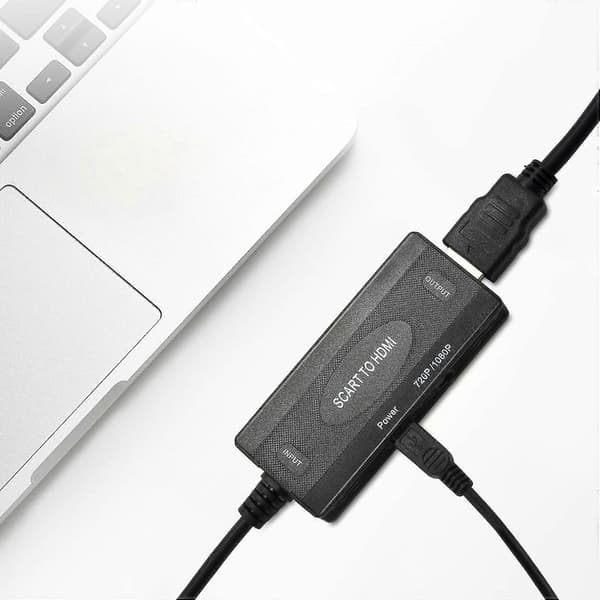 Scart til -kompatibel kabelomformer Scart til -kompatibel HD 1080p videokonverterer
