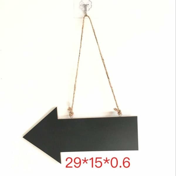 Reusable Wooden Directional Sign with Chalkboard and Hanging Hook, Black - Compatible with Various Brands