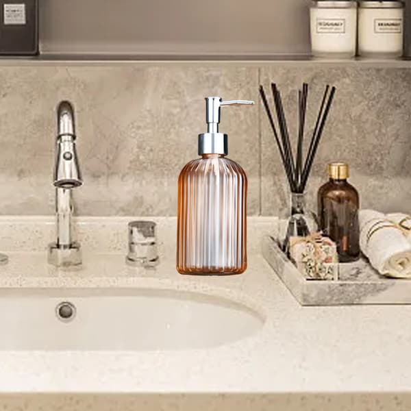 Glass Soap Dispenser with Pump, Refillable Soap Dispenser for Bathroom Kitchen Countertop, High-Quality Material Leak-Proof and Durable Liquid Container