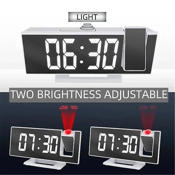 LED Digital Alarm Clock Projection Clock Projector Ceiling Clock with Time Temperature Display Backlight Snooze Clock for Home Black Red