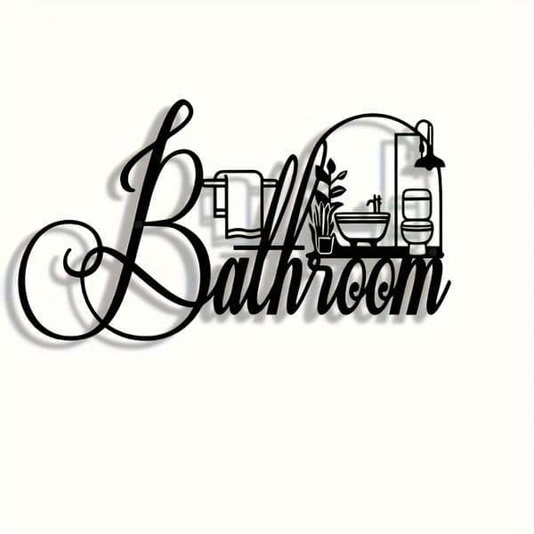Black Iron Bathroom Sign Wall Decor - Creative Hanging Ornament