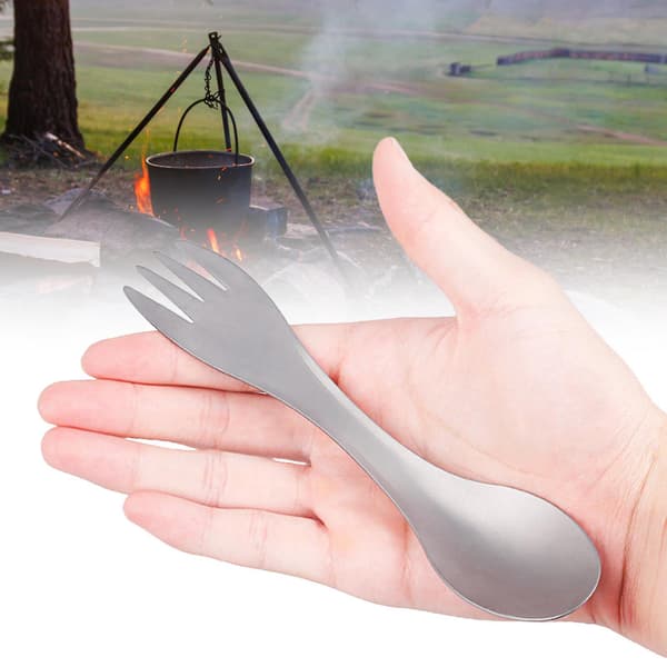 2-i-1 Multifunctional Picnic Spoon Smooth Comfortable Portable Cutlery Camping Fork for Outdoor Use