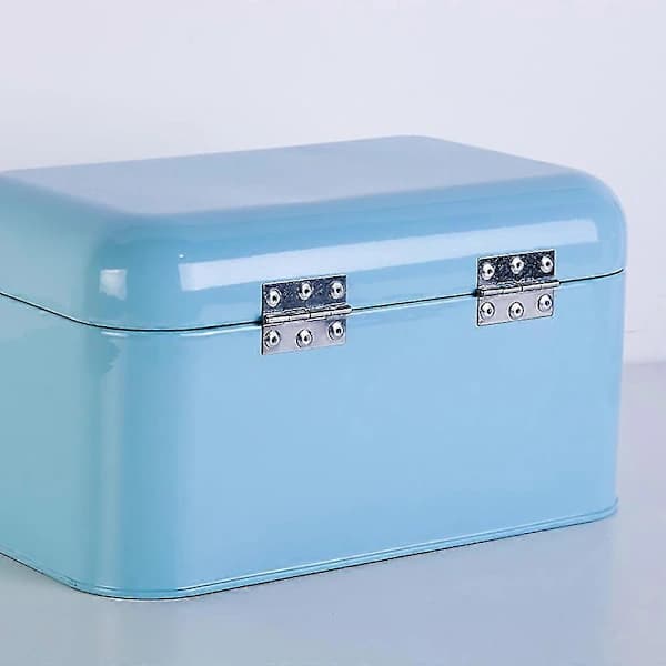 Retro Bread Box Large Capacity Iron Storage Container for Kitchen Countertop Home Decor Black 30.5 x 20 x 16 cm