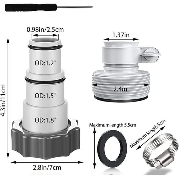 (Färg: Typ 2) Poolslangsadapter, adapter för Intex-pump, poolslangsanslutning med 32 och 38 mm diameter (Typ 2)