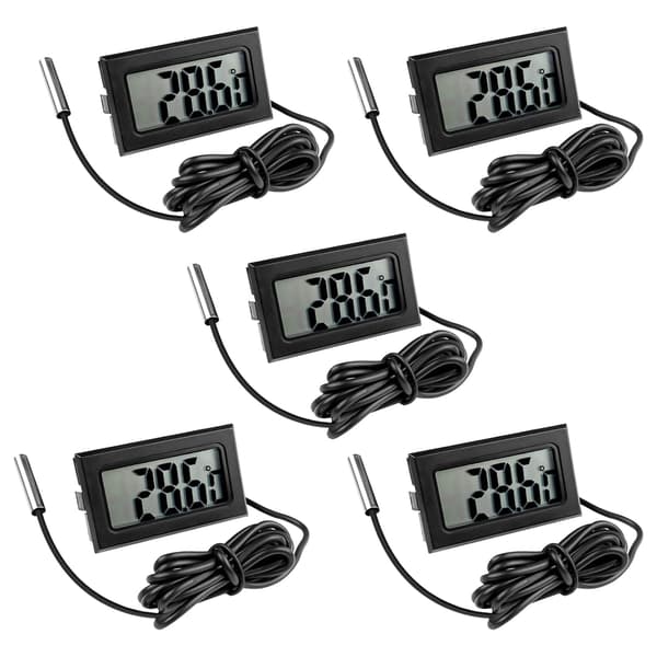 5 stk. digitale kjøleskapstermometre, digital temperatursensor med LCD-skjerm, temperaturtermometer med sensor