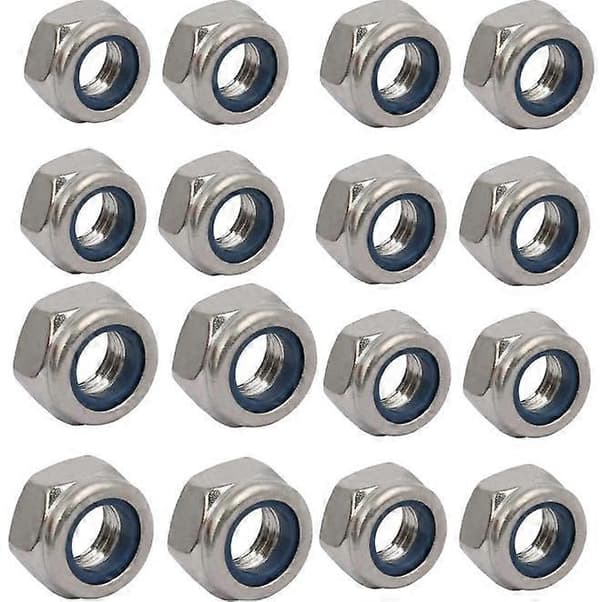 10 pcs Lock Nut Left Hand Thread M8x1.25mm Metric Thread 304 Stainless Steel Nylon Lock Nut