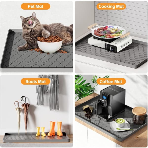 Silicone mat with honeycomb structure 28x22inch (700mmx560mm) Grey, non-slip draining and heat-resistant sink protector