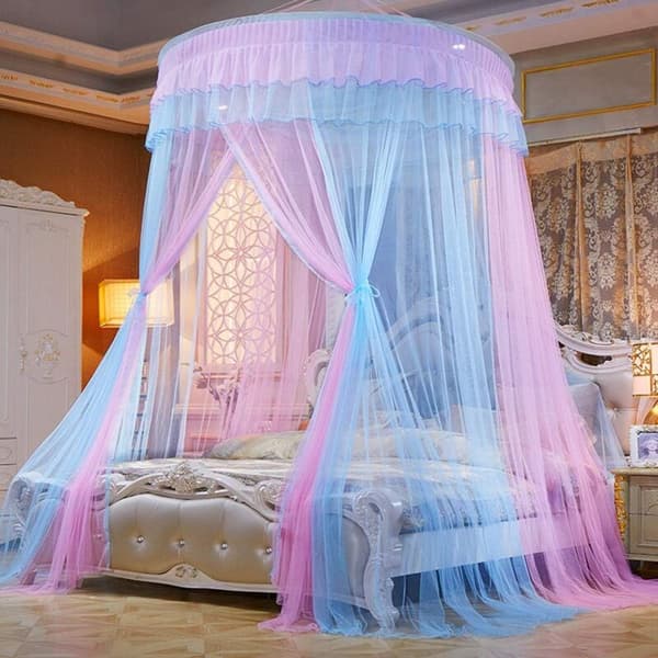 Princess Round Hanging Mosquito Net - Round Lace Mosquito Net - Pink/Blue