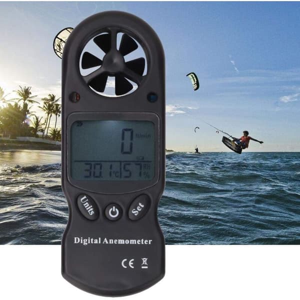 Anemometer, Digital Termometer, Multifunktionell Portabel Anemometer Ansluten Anemometer Anemometrar för Vindsurfing, Segling