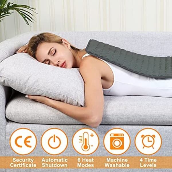 Electric Heating Pad with Automatic Shut-Off 6 Temperature Settings 30x60cm Dark Grey Machine Washable