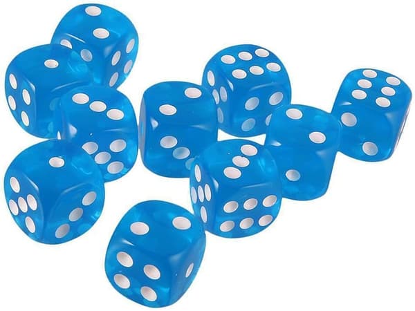 10 stk. 16 mm D6 polyedriske akrylterninger (himmelblå) for DND Dice RPG MT