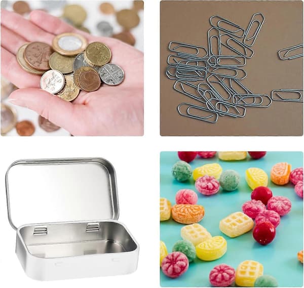 Rectangular Metal Empty Hinged Tin, 3pcs Mini Portable Box Small Storage Box Beads and Jewelry Small Items, Sorting