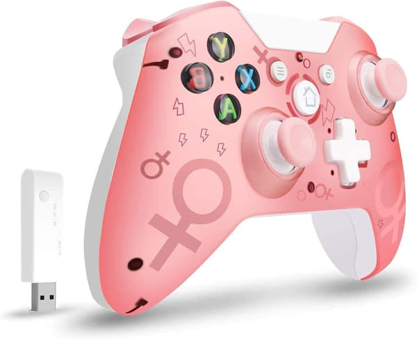 Trådløs controller til Xbox One, Xbox trådløs controller spilcontroller Gamepad Joystick til Xbox One, PC og PS3, intet headsetstik (pink)