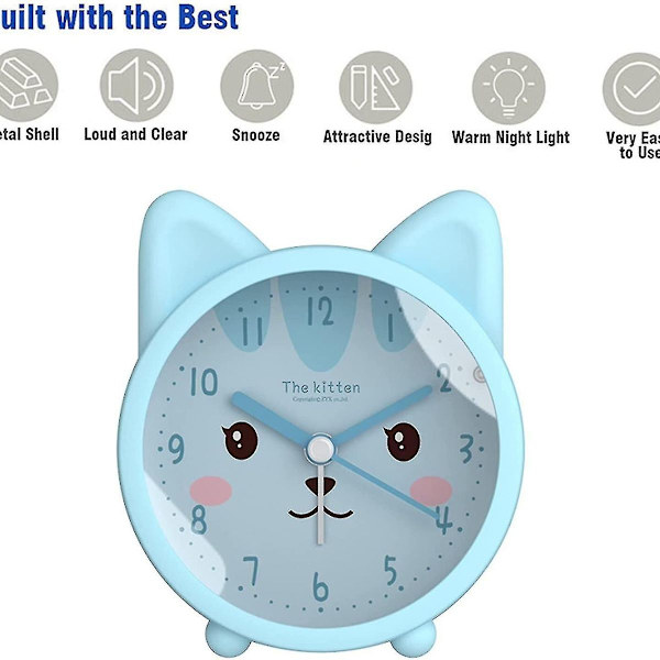 Børneur, sødt dyredesign, hund/kat, lydløst