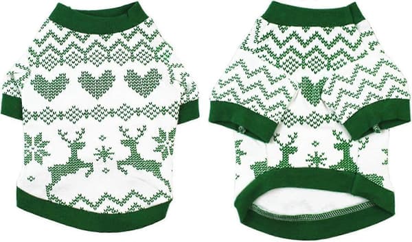 Julekappe til små hunde, festtøj julepyjamas til hundedyr sweater på to ben vinter T-shirt