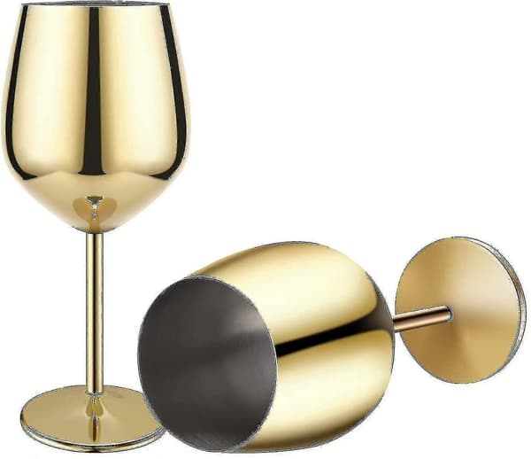 Guldvinglas, 2 cocktailglas i rustfrit stål db