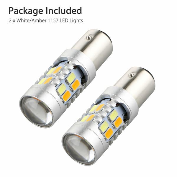 2x 1157 Dual Color Switchback 5630 6000K White/Amber LED Turn Signal Light Bulbs