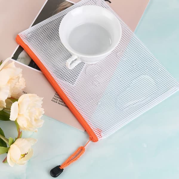 Dokumentmappe A5, 12 stk. dokumentmapper med glidelås, nett