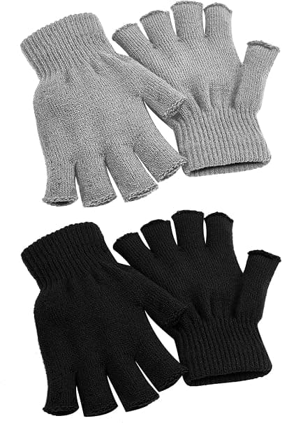 2 par unisex varma halvfingerhandskar vinter fingerlösa handskar