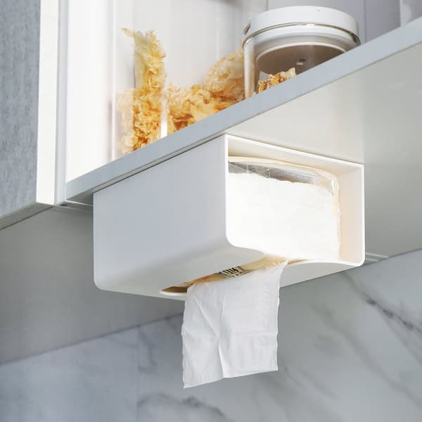 Tissue box, tissue holder, facial tissue dispenser for wall or ceiling