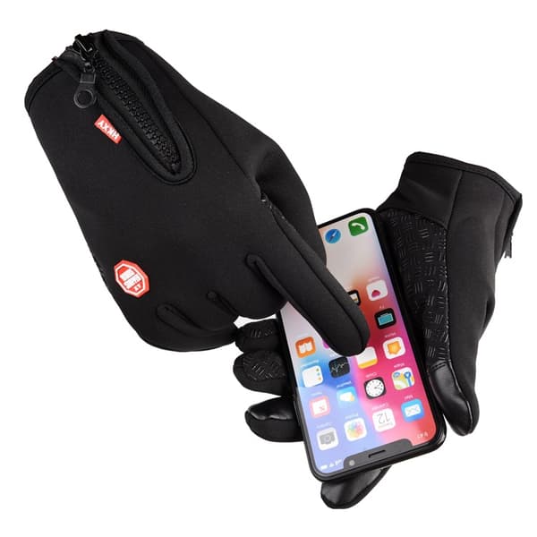 Fullfinger cykelhandskar, pekskärm, vindtäta, dragkedja, vattentäta