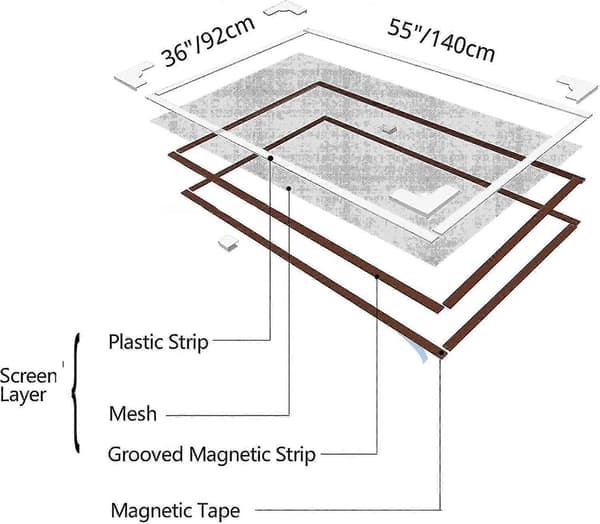100 x 120 cm, Magnetic Mosquito Net Frame, Window, White, No Drilling Required, Flame Retardant and Waterproof