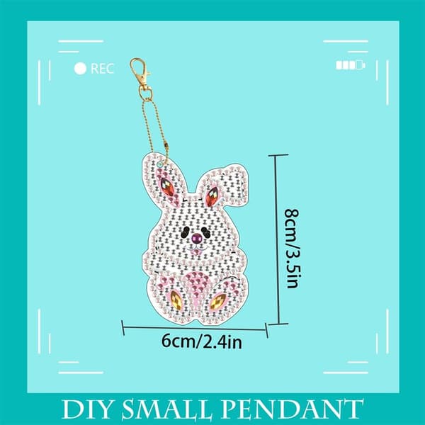 Rabbit Diamond Painting Keychain Kit, Double-Sided DIY Diamo DXGHC