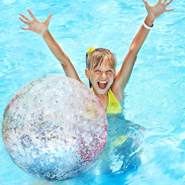 5-pack med jättebadbollar, gigantiska flash-uppblåsbara badbollar, vattenleksaker för pool och strand - Silver