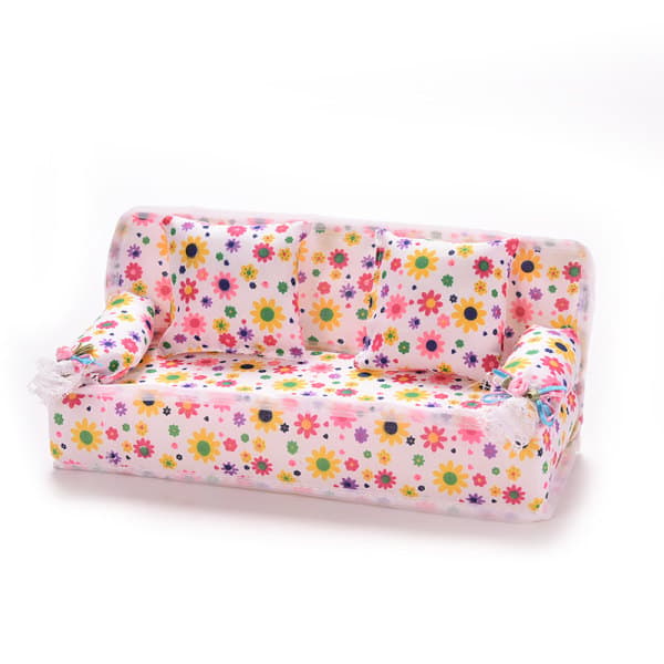 1 st/set soffa med 2 kuddar för Barbie-docka barn dockhus