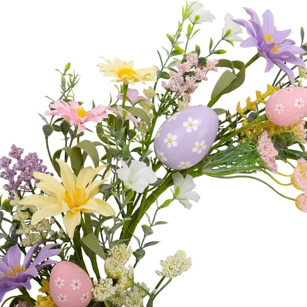45 cm Easter Wreath with Pastel Eggs Front Door Artificial Easter Egg Wreath Spring Door Wreath with Wildflowers and Pastel Eggs Home Easter Decoration