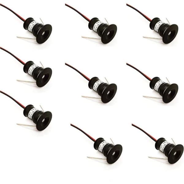 12V 1W Mini LED Recessed Ceiling Spotlights - 9-pack, Black, Warm White Cool White, IP65, 3000K, 120°