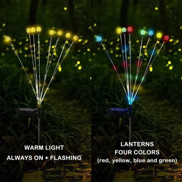 Solar Firefly Lys - Sæt med 2 - 8 LED'er - Landskabsdekoration til Have, Sti - Vandtæt - Længde: 42 cm / Bredde: 8 cm / Højde: 7 cm