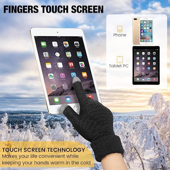 4 par Dame Vinter Touchscreen Handsker Varme Fleeceforede Strikhandsker