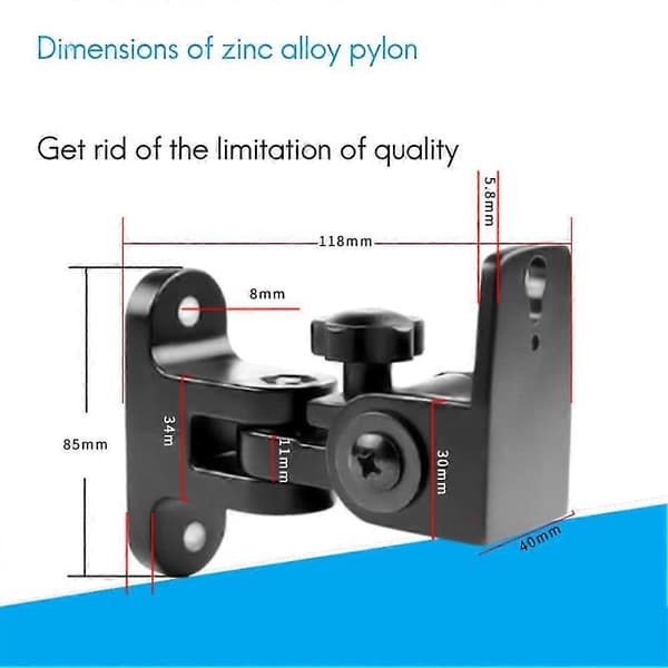 Speaker Wall Mount, Zinc Alloy Universal Surround Sound Wall Mount Stand (2 Pcs)