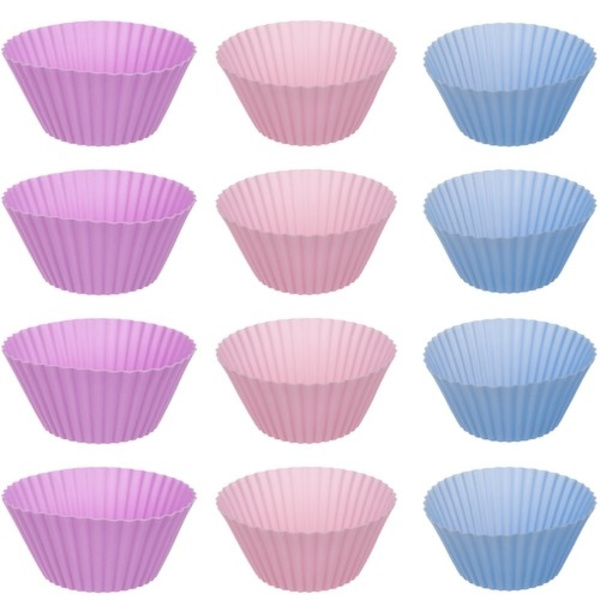 Bageplade + 12 silikone muffinsforme / bolleforme - Flerfarvede forme