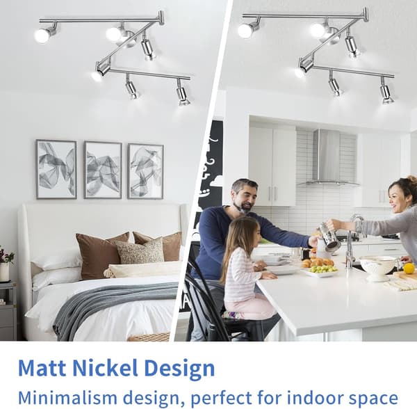 Ceiling Light with 6 Adjustable LED Spotlights, Rotatable Ceiling Lamps, No Gu10 Bulb Included, Ceiling Lighting