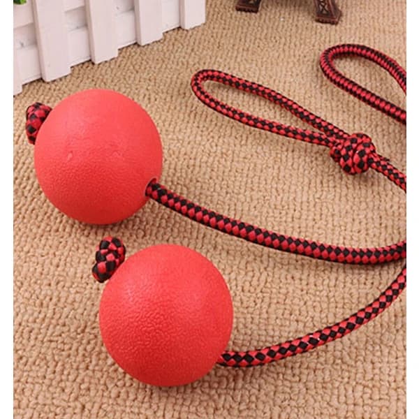 Hundeleke Slitesterk Solid Elastisk TPR Kjæledyrball Tyggleke Slitesterk Ball Med Snor Rød solid ball M 4.8 cm Rød solid ball M 4.8 cm Red solid ball M 4.8 cm