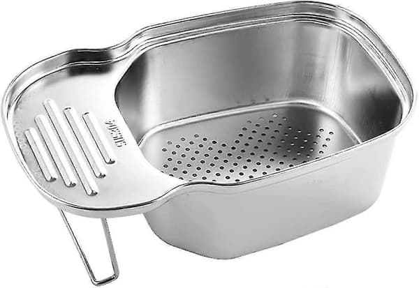 Sink Drain Basket, Multifunctional Corner Sink Strainer Food Collector Leftovers Garbage Storage (1pc, Silver)