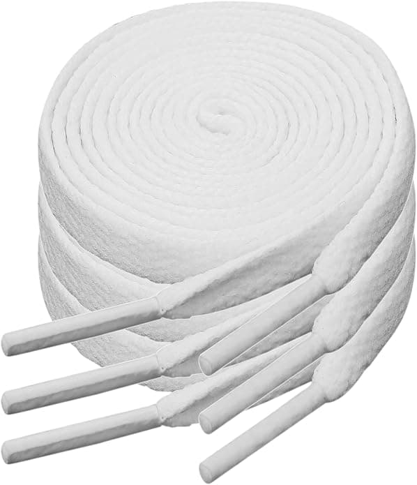 3 par hvite flate skolisser, passer til joggesko m.m. Hvit Hvit 80cm Weiß 80cm