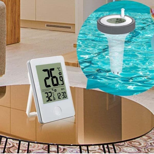 Flydende Pooltermometer, Trådløst Flydende Indendørs- og Udendørstermometer, Digitalt Pooltermometer med LCD-display.