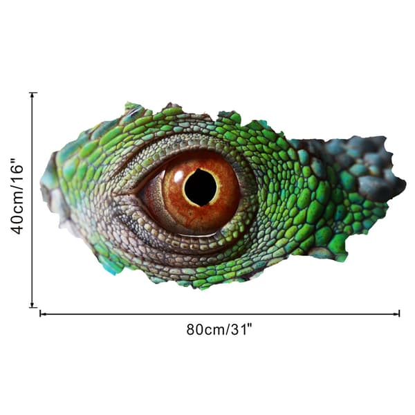 3D-seinätarra rikkoutuneella seinällä, dinosaurusliskon silmät, olohuoneeseen